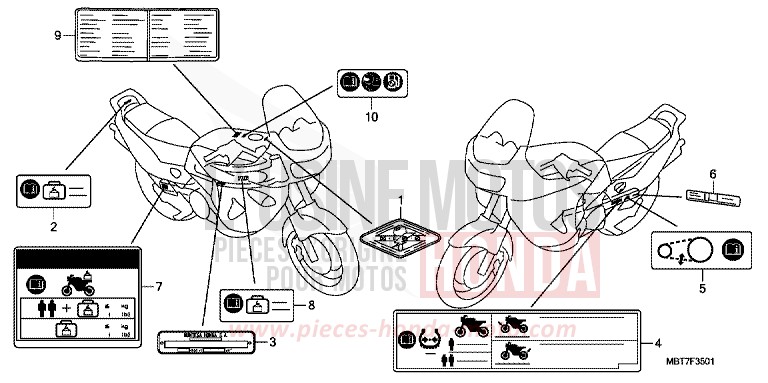 ETIQUETTE DE PRECAUTIONS (XL1000VA/VAA) de Varadero ABS PEARL CONCOURS BLACK (NHA65) de 2010
